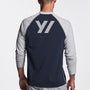 Y/OSEMITE Graphic Performance Knit Raglan In Deep/Steel | James Perse Los Angeles