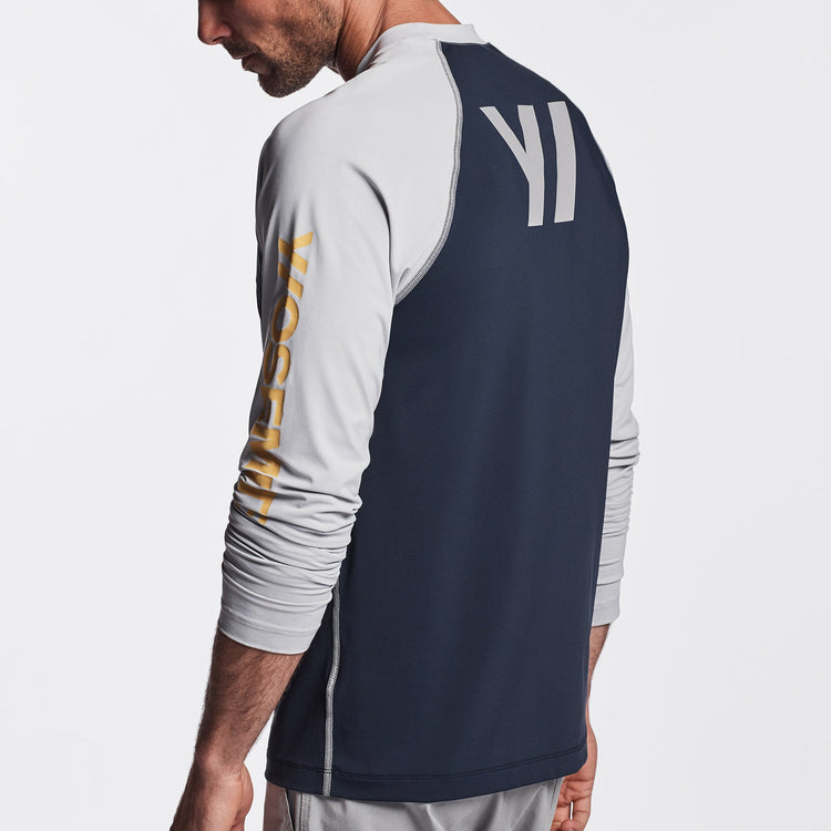 Y/OSEMITE Graphic Performance Knit Raglan In Deep/Steel | James Perse Los Angeles
