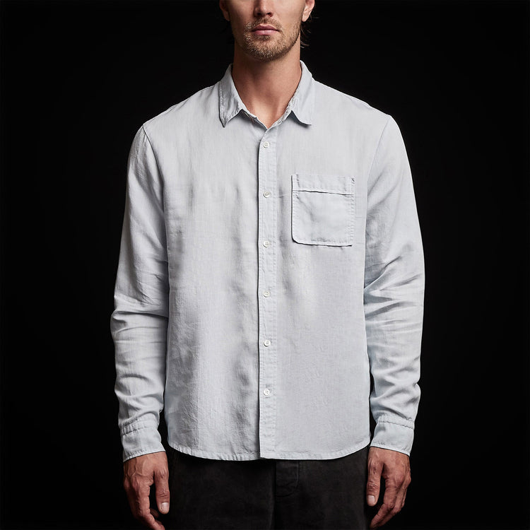 Cotton Linen Twill Classic Fit Shirt in Baby Blue Pigment | James Perse Los Angeles