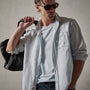 Cotton Linen Twill Classic Fit Shirt in Baby Blue Pigment | James Perse Los Angeles