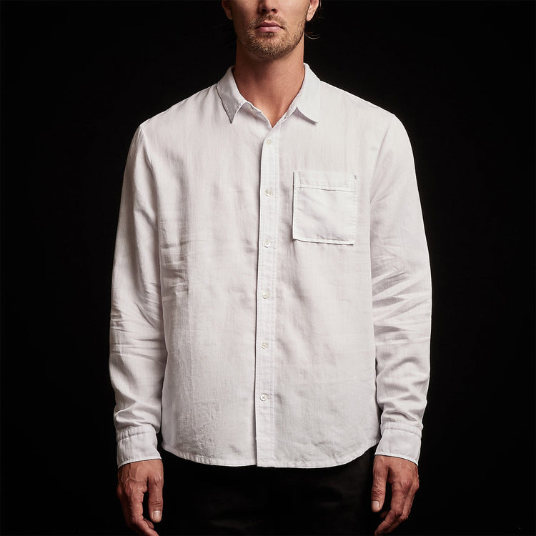 Cotton Linen Twill Classic Fit Shirt in White | James Perse Los Angeles