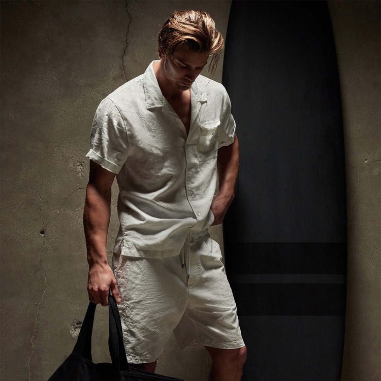 Cotton Linen Short Sleeve in White | James Perse Los Angeles