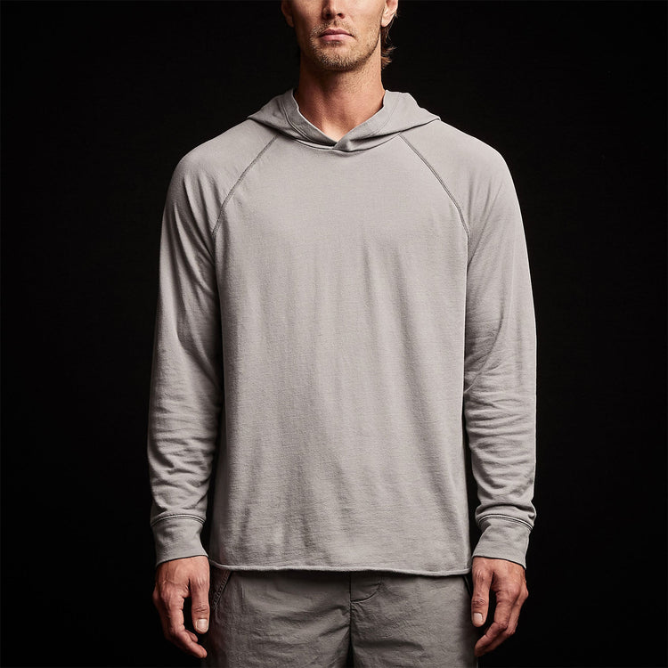 Crisp Cotton Terry Hoodie in Silver Grey | James Perse Los Angeles