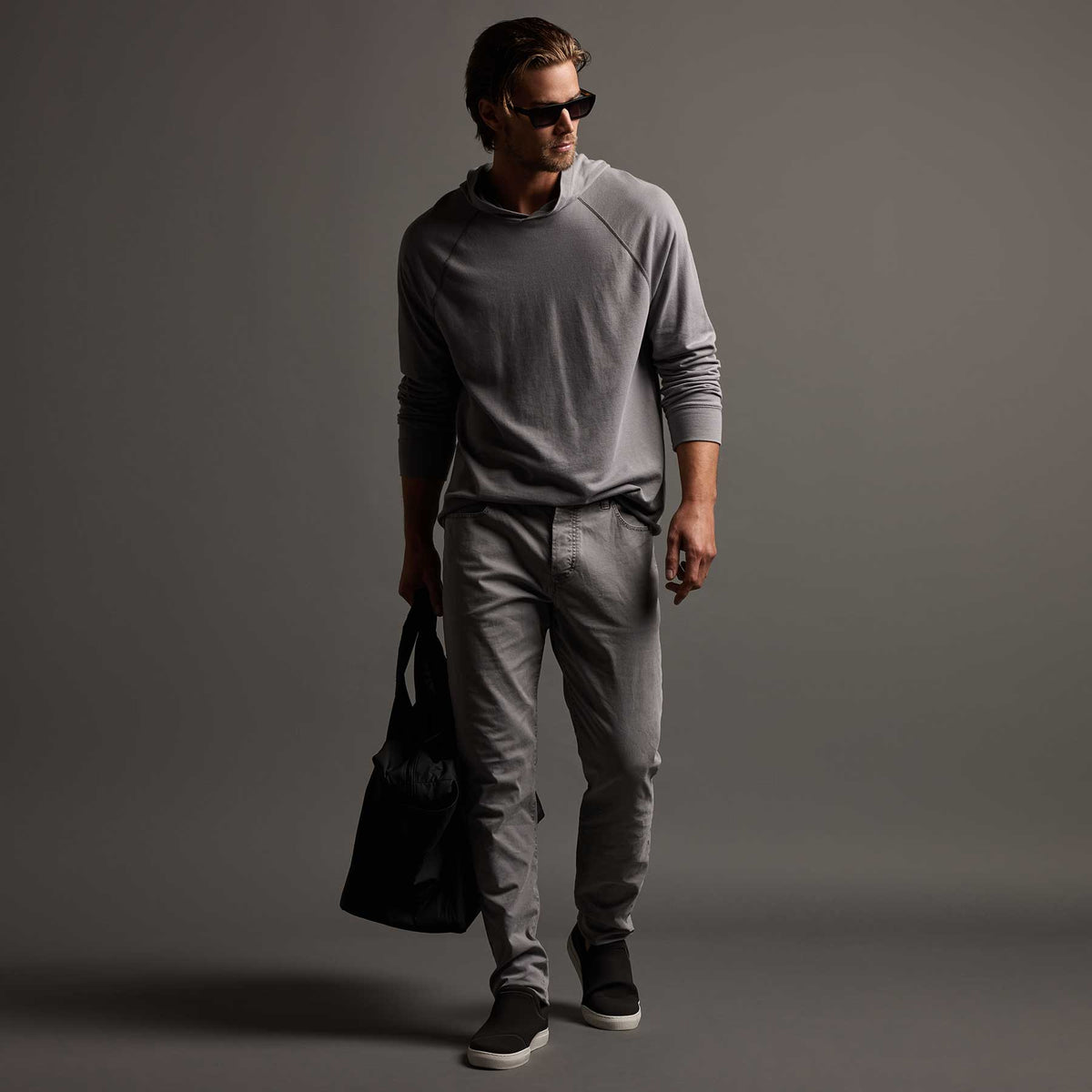 Crisp Cotton Terry Hoodie in Silver Grey | James Perse Los Angeles