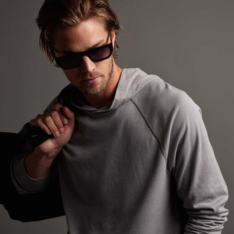 Crisp Cotton Terry Hoodie in Silver Grey | James Perse Los Angeles