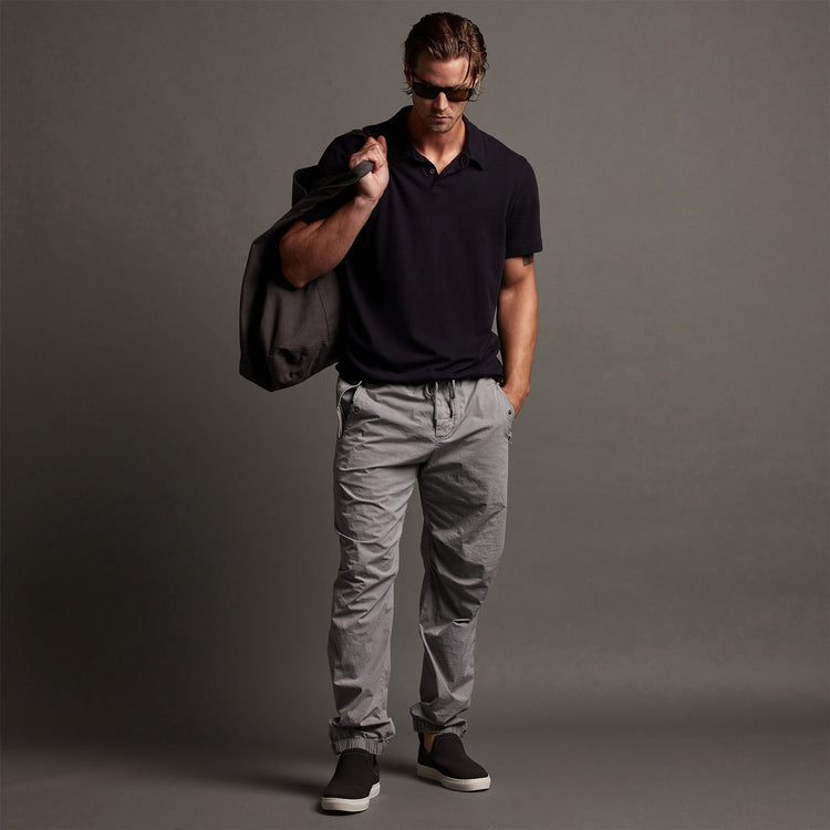 Crisp Cotton Terry Polo in French Navy | James Perse Los Angeles