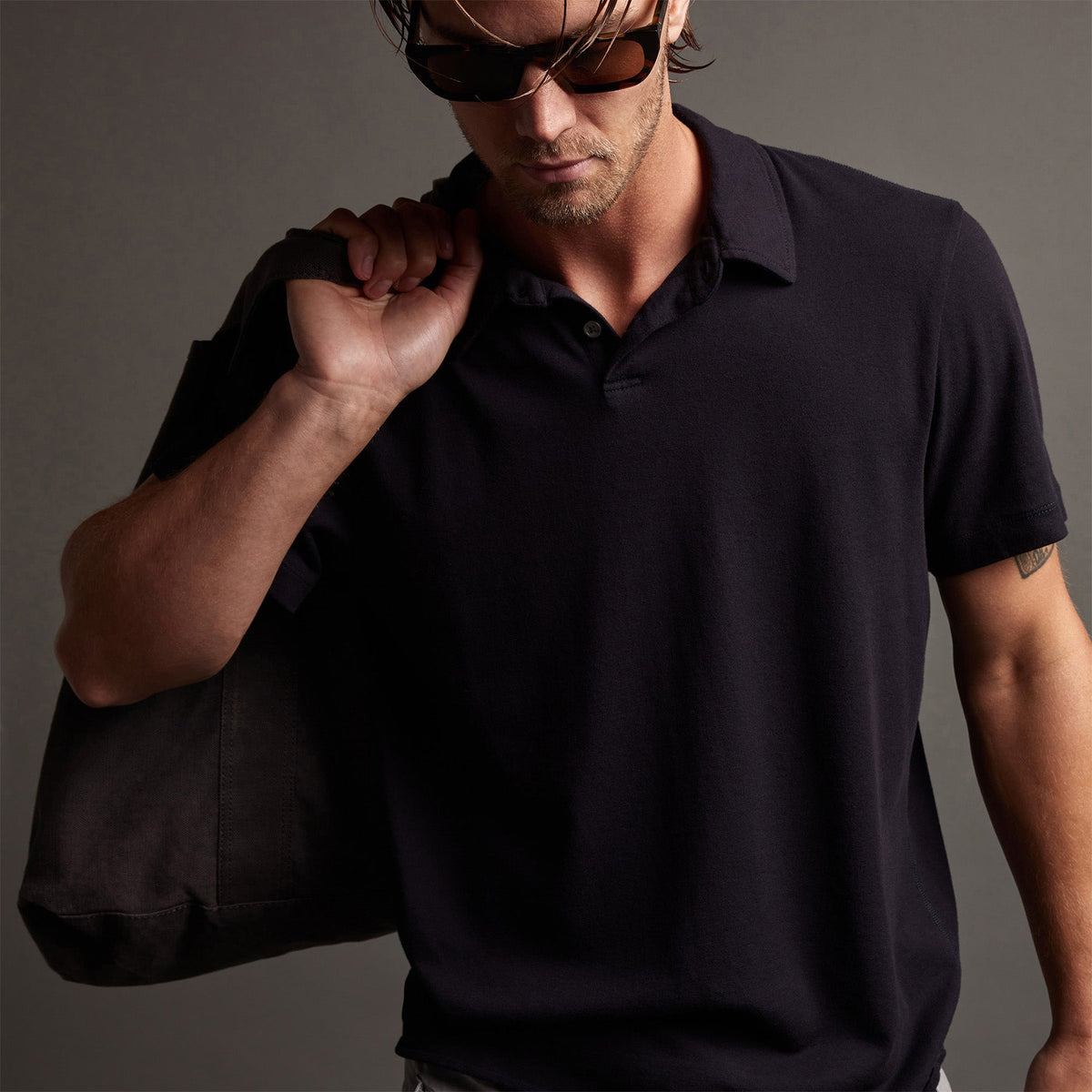 Crisp Cotton Terry Polo in French Navy | James Perse Los Angeles