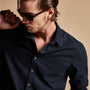 Lightweight Denim Garment Washed Shirt in Blue Black | James Perse Los Angeles