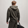 Sherpa Lined Scuba Hoodie in Dark Olive/Cream | James Perse Los Angeles