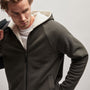 Sherpa Lined Scuba Hoodie in Dark Olive/Cream | James Perse Los Angeles
