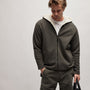 Sherpa Lined Scuba Hoodie in Dark Olive/Cream | James Perse Los Angeles