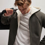 Sherpa Lined Scuba Hoodie in Dark Olive/Cream | James Perse Los Angeles