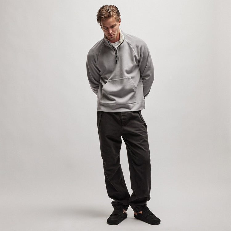 Sherpa Lined Scuba Half Zip in Silver Grey | James Perse Los Angeles