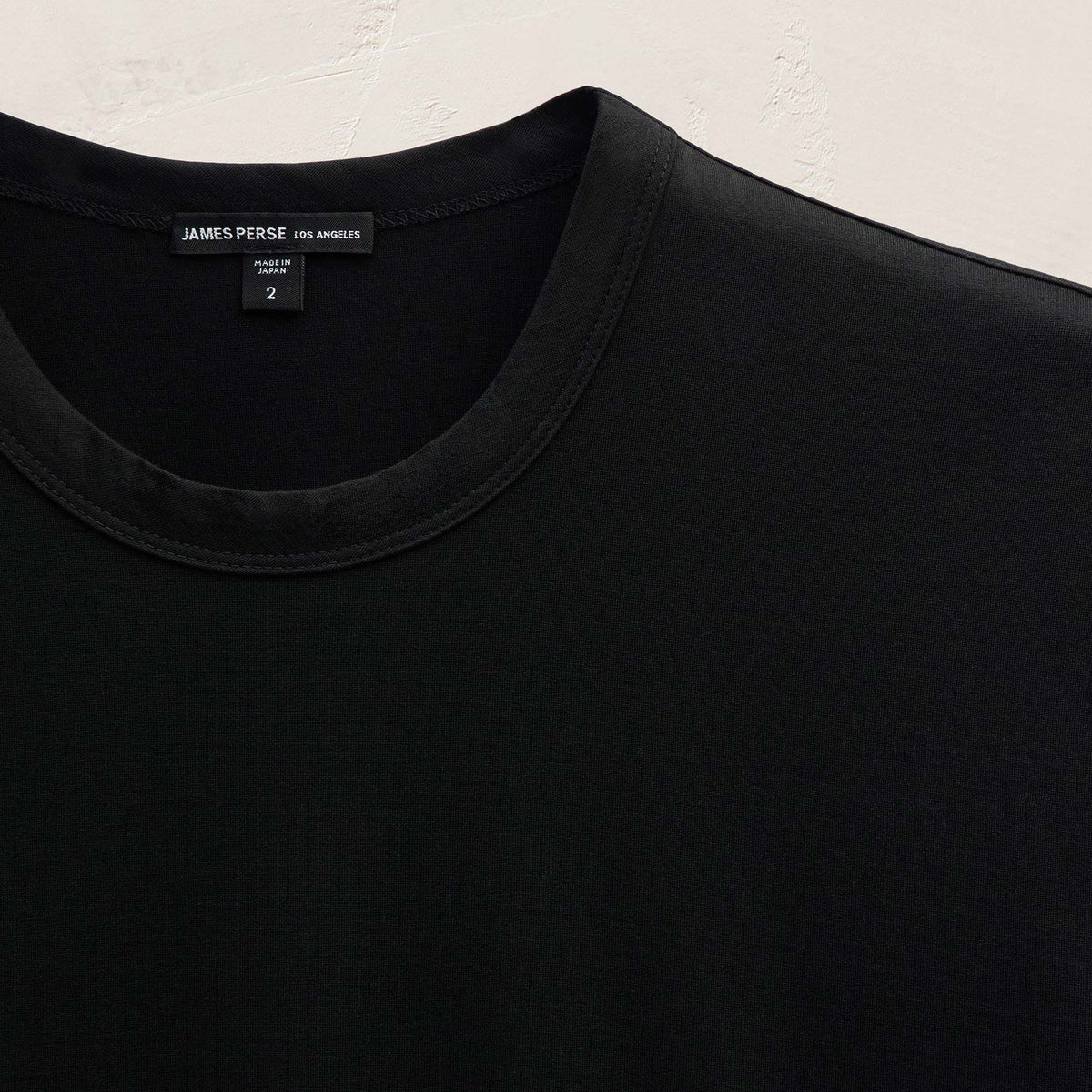 Double Ply Lotus Jrsy Short Sleeve Crew in Black | James Perse Los Angeles FLAT