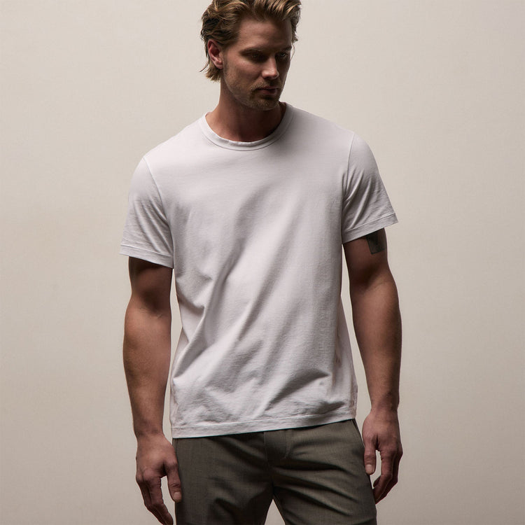 Lotus Jersey Double Ply Crew in White | James Perse Los Angeles