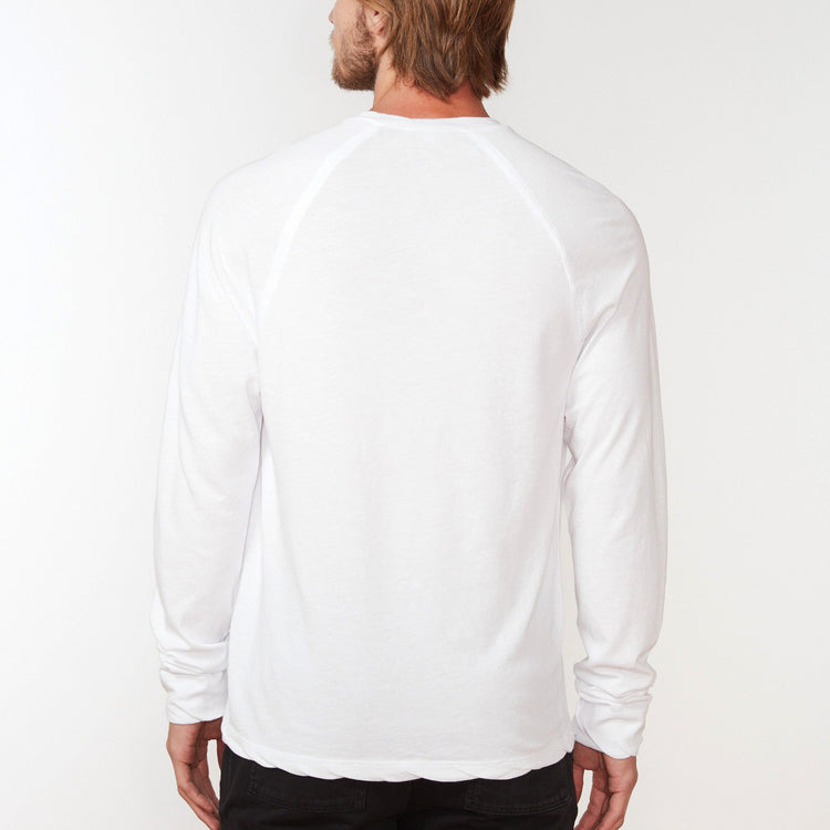 Dry Touch Jersey Raglan Henley in White | James Perse Los Angeles