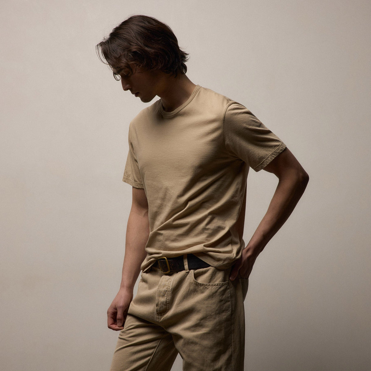 Luxe Lotus Jersey Tee in Light Khaki | James Perse Los Angeles