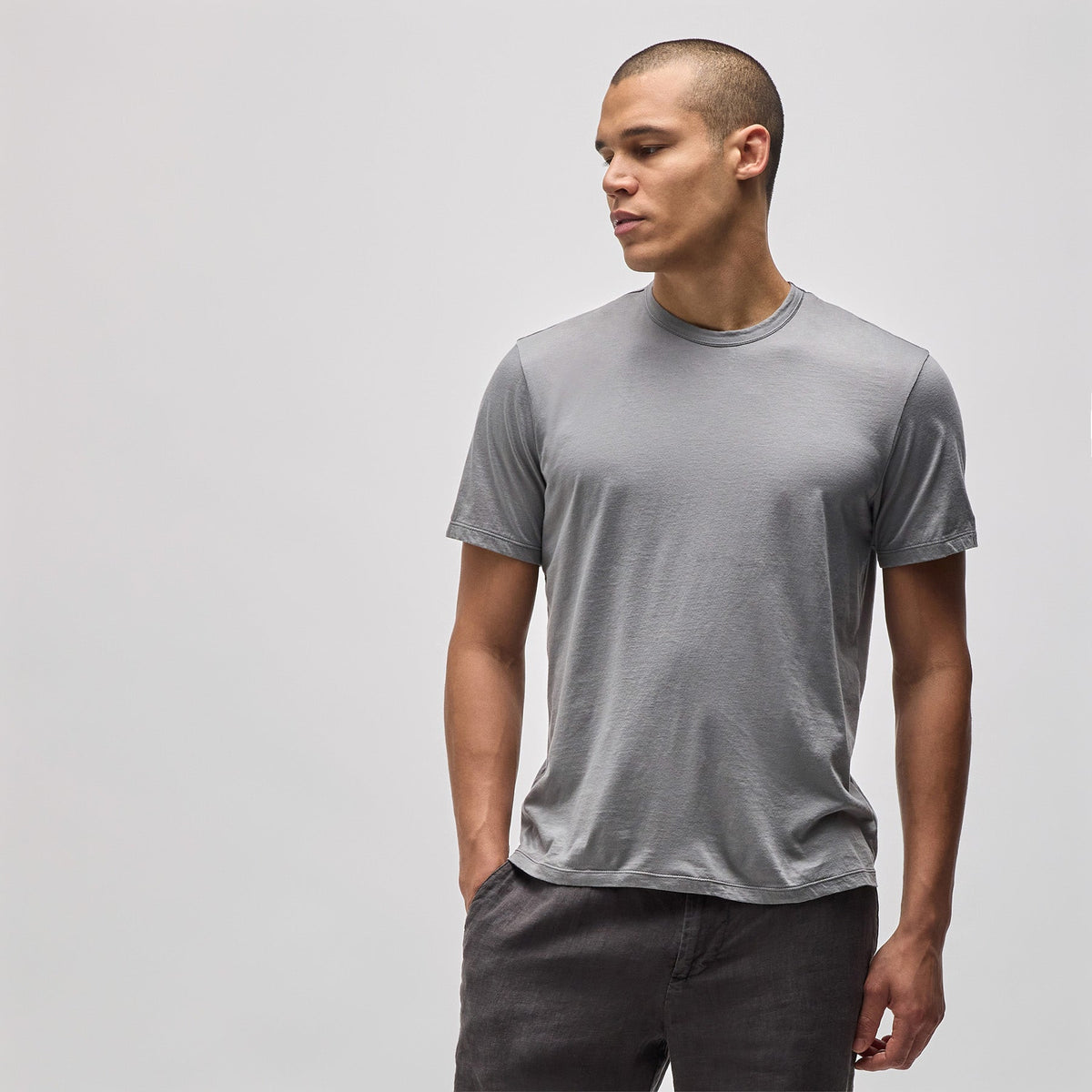 Luxe Lotus Jersey Tee in Silver Grey | James Perse in Los Angeles