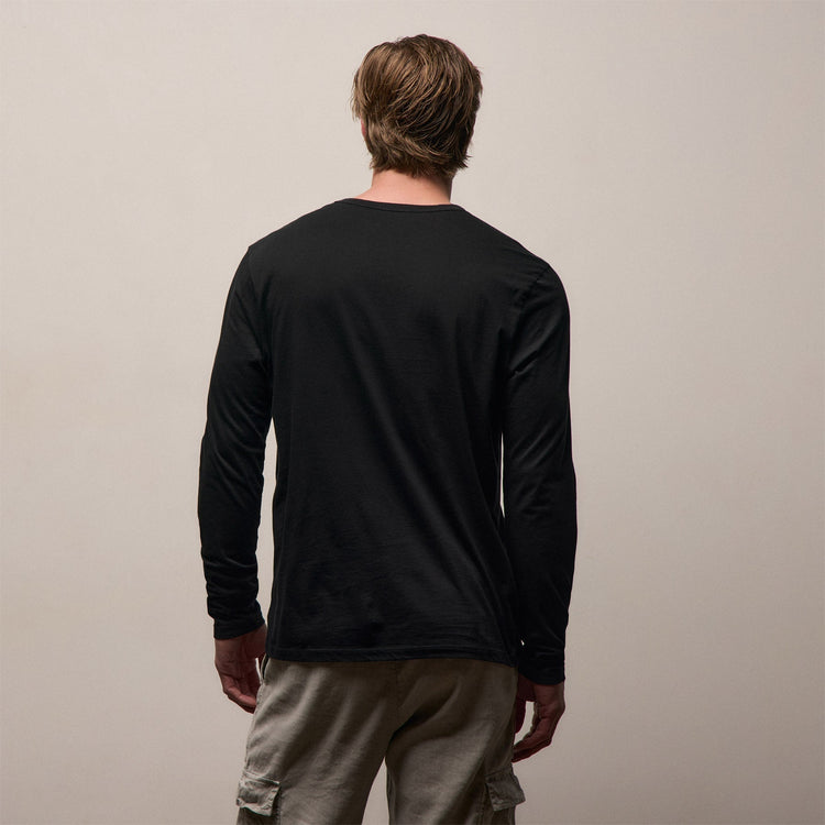 Luxe Lotus Jersey Long Sleeve in Black | James Perse Los Angeles