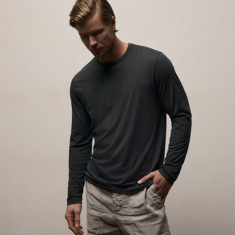 Luxe Lotus Jersey Long Sleeve in Carbon | James Perse Los Angeles