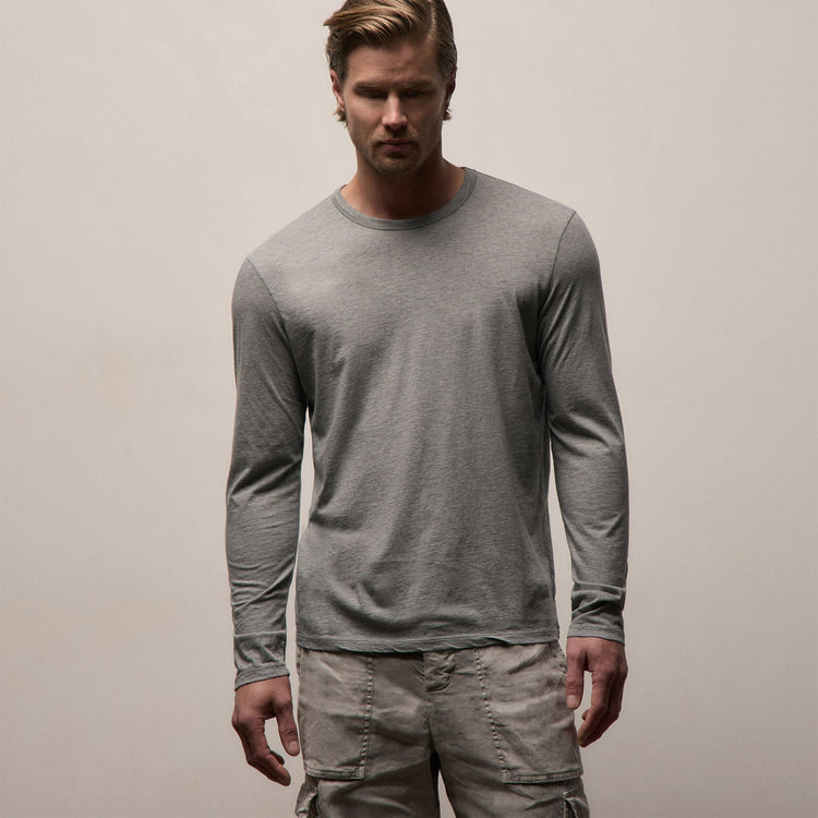 Luxe Lotus Jersey Long Sleeve in Heather Grey | James Perse Los Angeles
