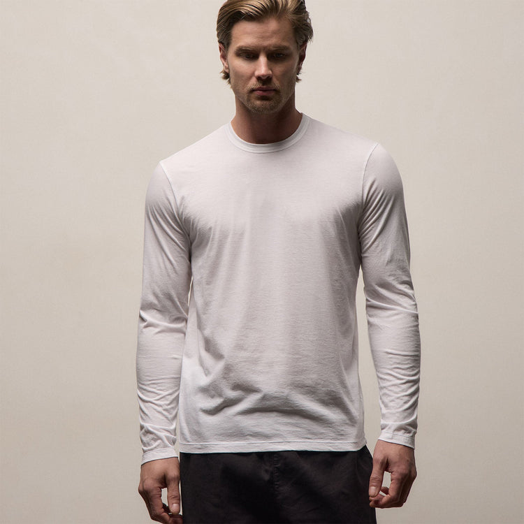 Luxe Lotus Jersey Long Sleeve in White | James Perse Los Angeles
