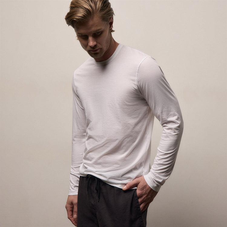 Luxe Lotus Jersey Long Sleeve in White | James Perse Los Angeles