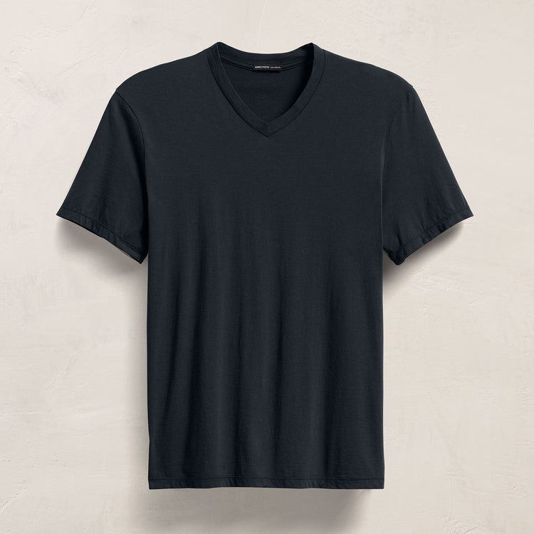 Luxe Lotus Jersey V Neck in French Navy | James Perse Los Angeles