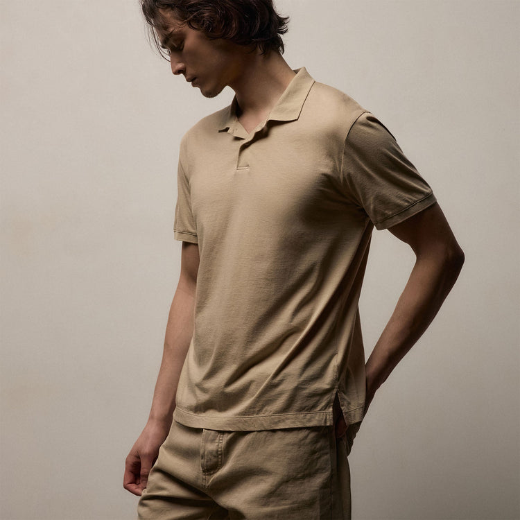 Luxe Lotus Jersey Polo in Light Khaki | James Perse Los Angeles