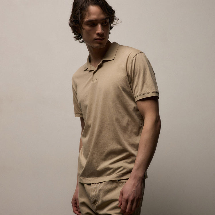 Luxe Lotus Jersey Polo in Light Khaki | James Perse Los Angeles
