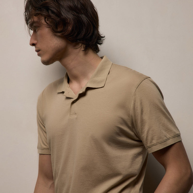 Luxe Lotus Jersey Polo in Light Khaki | James Perse Los Angeles