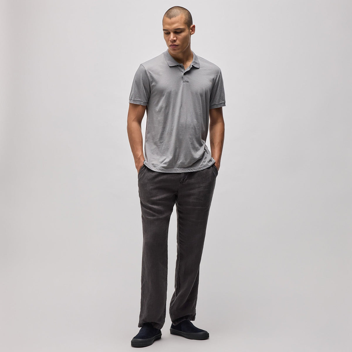 Luxe Lotus Jersey Polo in Silver Grey | James Perse in Los Angeles