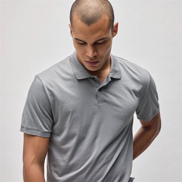 Luxe Lotus Jersey Polo in Silver Grey | James Perse in Los Angeles