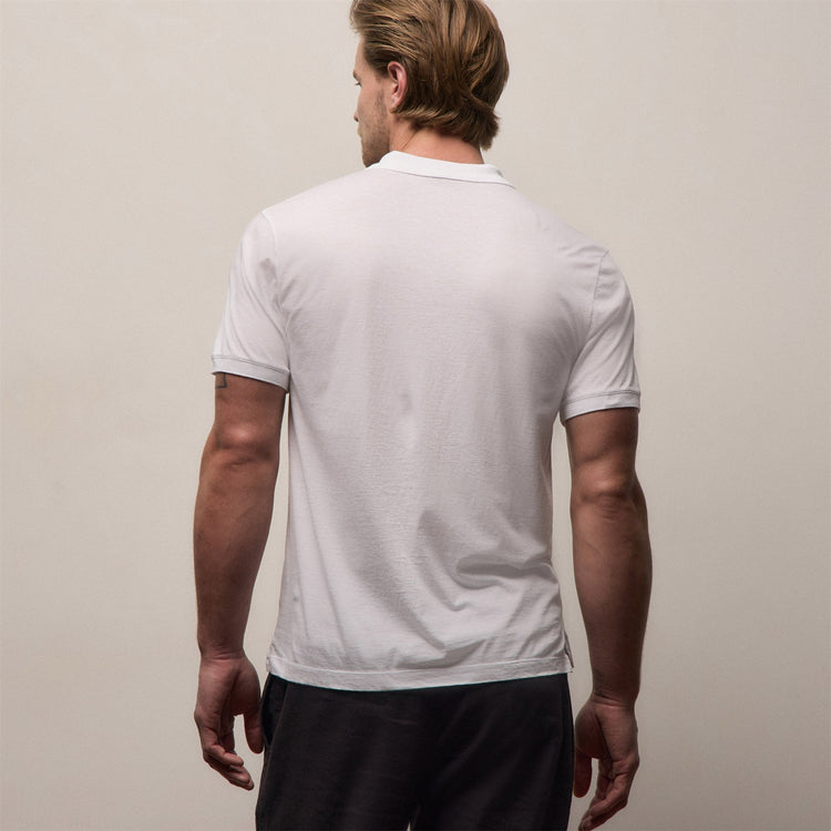 Luxe Lotus Jersey Polo in White | James Perse Los Angeles