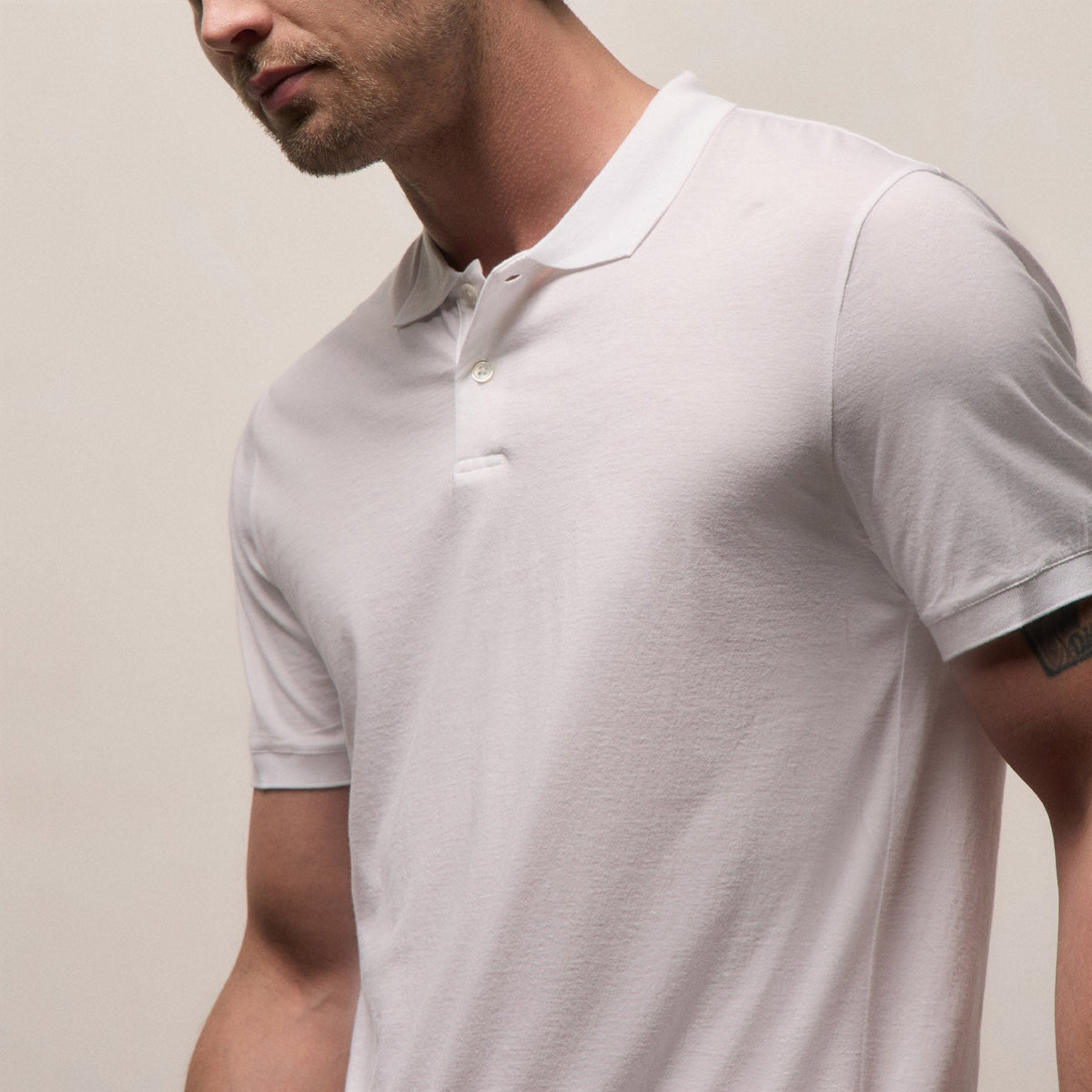 Luxe Lotus Jersey Polo in White | James Perse Los Angeles