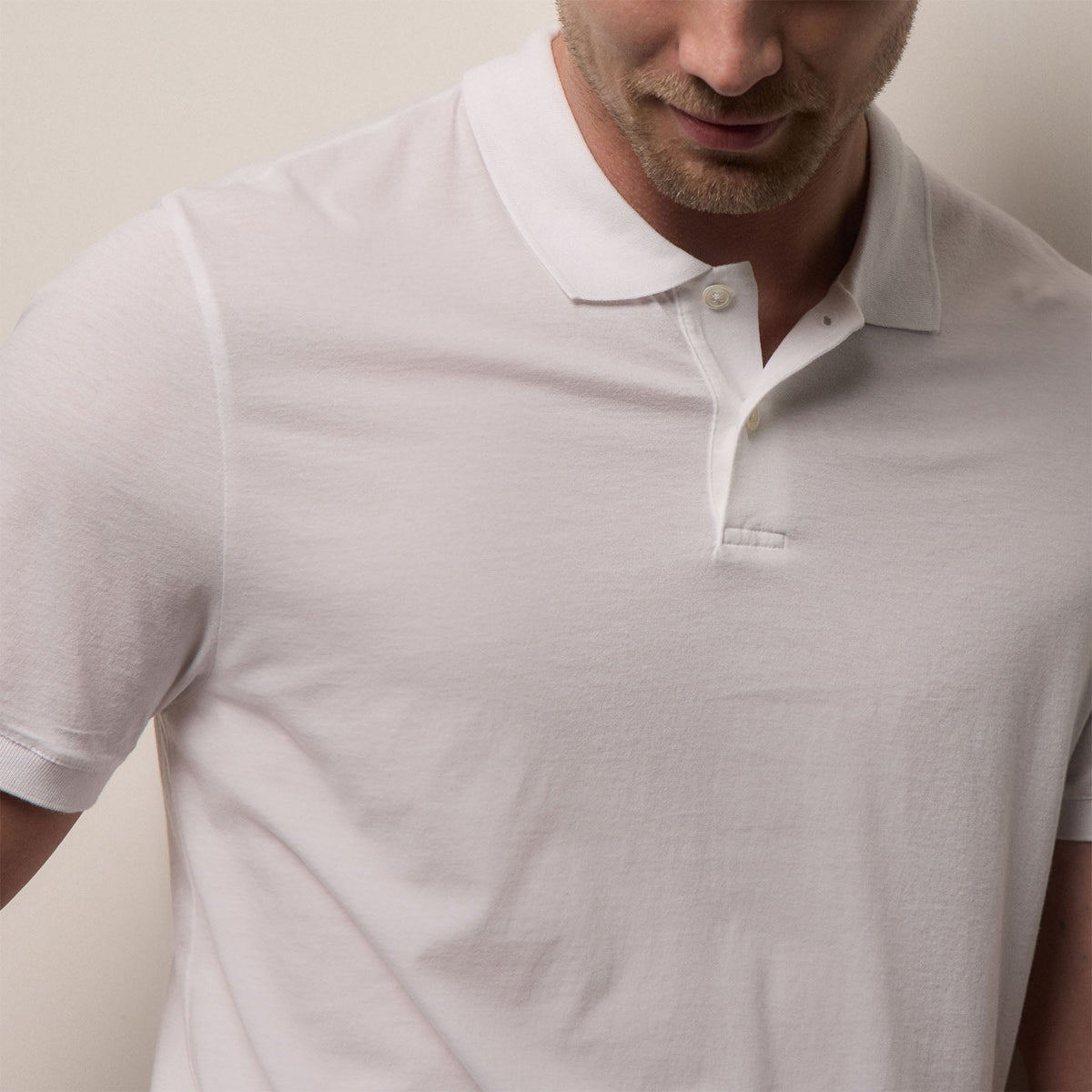 Luxe Lotus Jersey Polo in White | James Perse Los Angeles