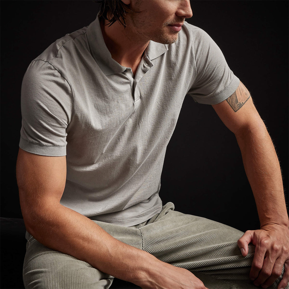 Luxe Lotus Jersey Polo in Paver | James Perse Los Angeles