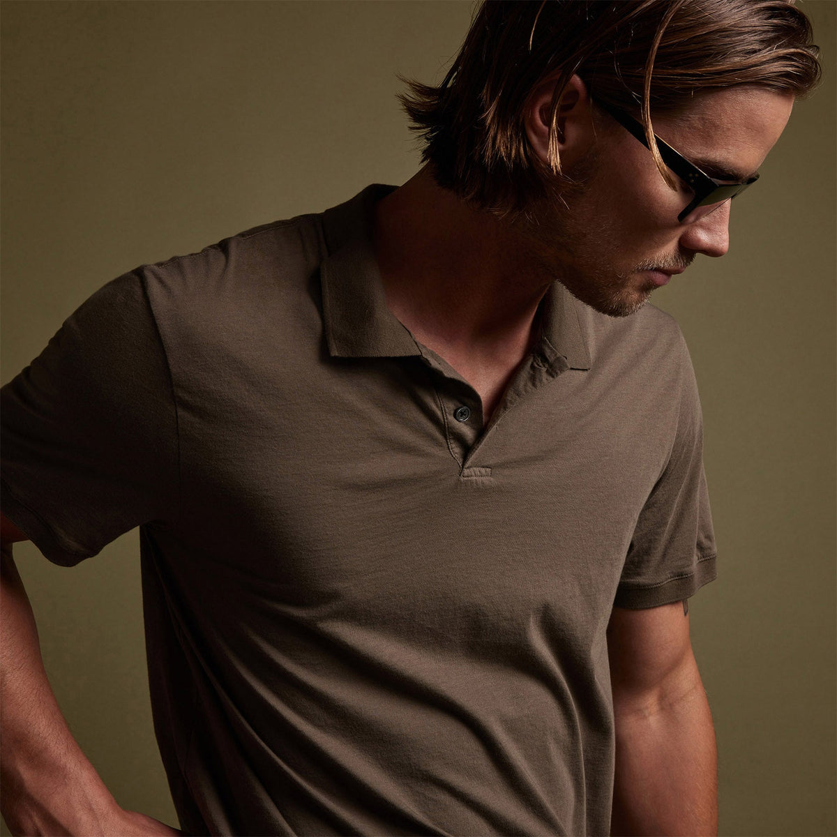 Luxe Lotus Jersey Polo in Sergeant | James Perse Los Angeles