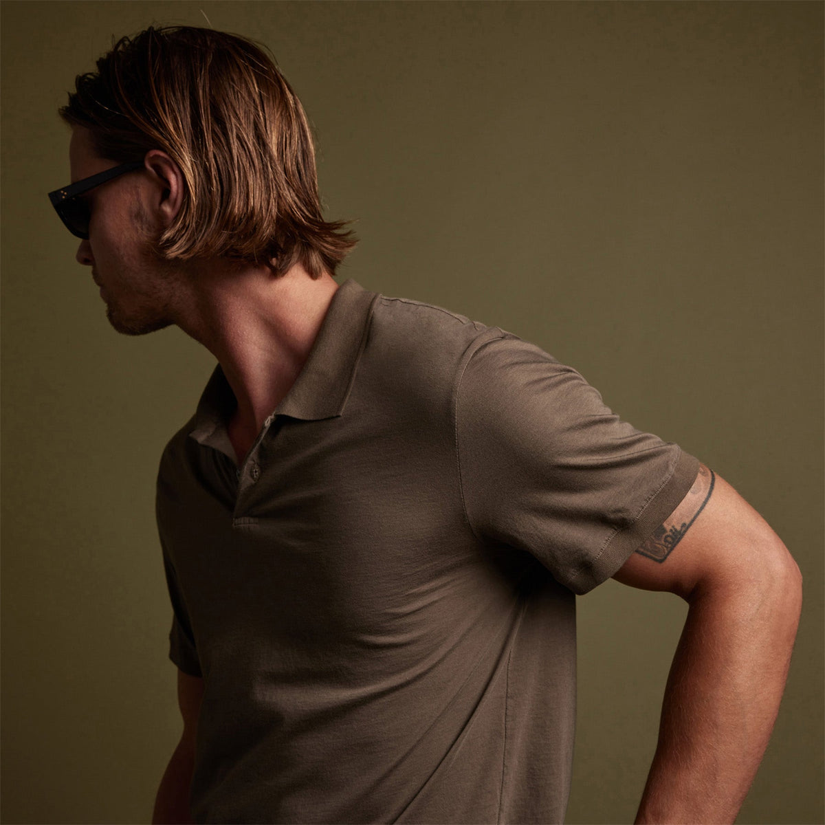 Luxe Lotus Jersey Polo in Sergeant | James Perse Los Angeles
