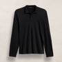 Luxe Lotus Jersey Long Sleeve Polo in Black | James Perse Los Angeles