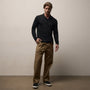 Luxe Lotus Jersey Long Sleeve Polo in Black | James Perse Los Angeles