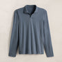 Luxe Lotus Jersey Long Sleeve Polo in Cascade | James Perse Los Angeles