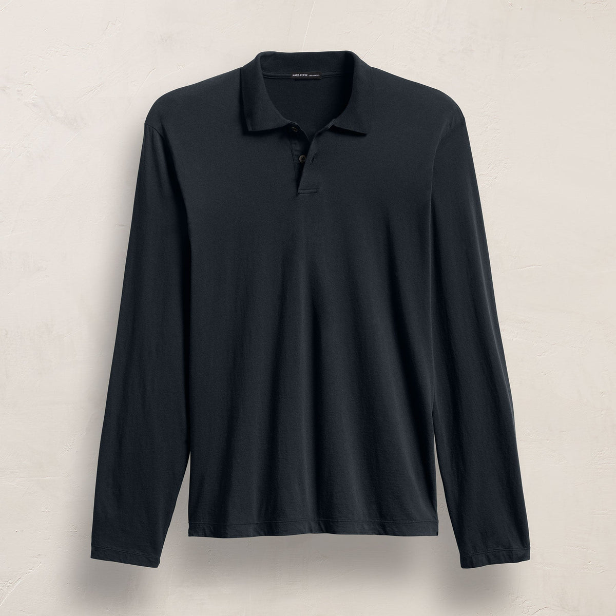 Luxe Lotus Jersey Long Sleeve Polo in French Navy | James Perse Los Angeles