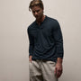 Luxe Lotus Jersey Long Sleeve Polo in French Navy | James Perse Los Angeles