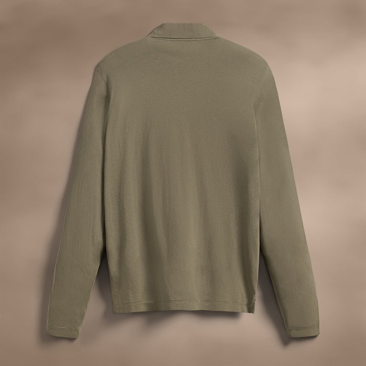 Luxe Lotus Jersey Long Sleeve Polo in Peet | James Perse Los Angeles