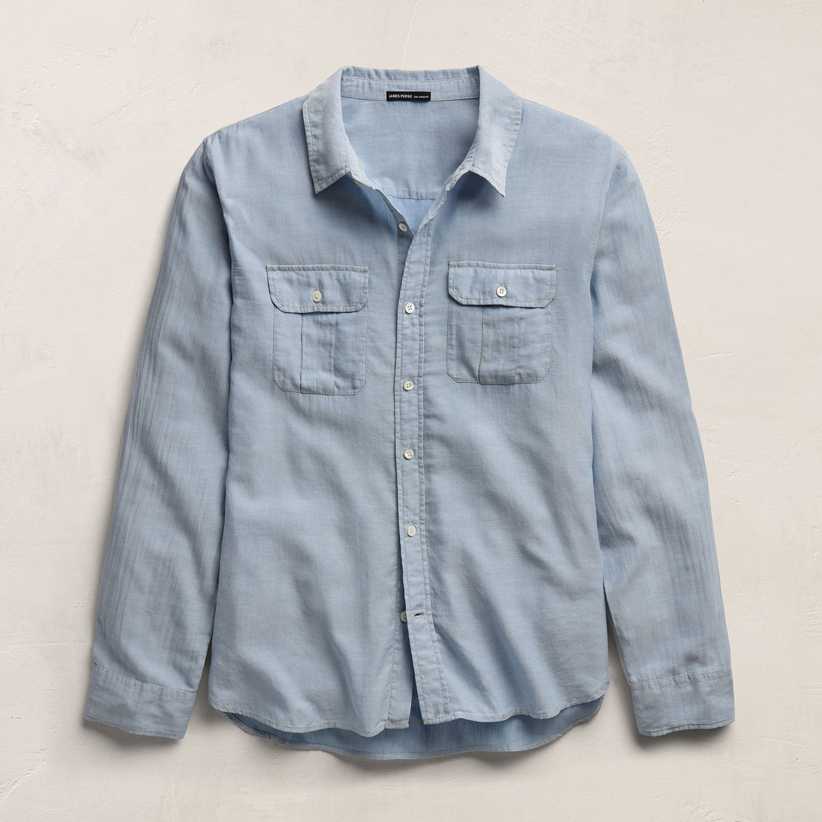 Featherweight Denim Utility Shirt in Bleach Wash | James Perse Los Angeles