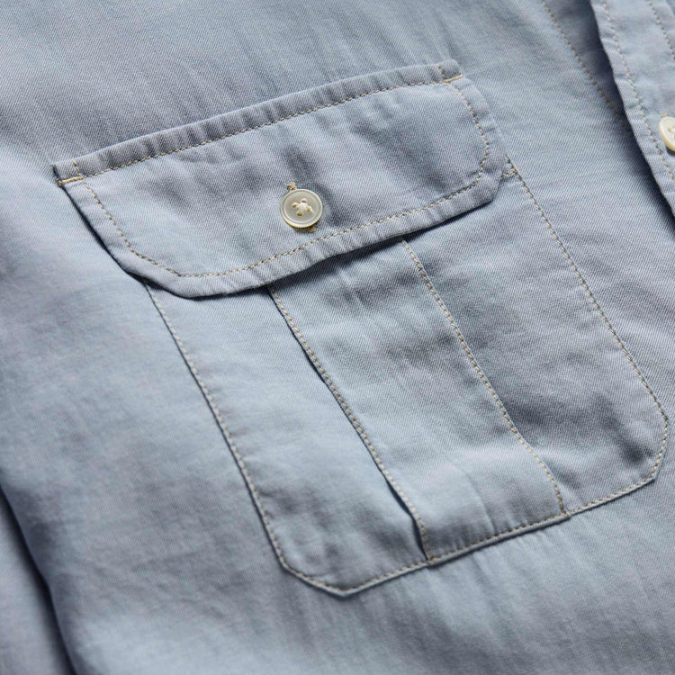 Featherweight Denim Utility Shirt in Bleach Wash | James Perse Los Angeles