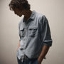 Featherweight Denim Utility Shirt in Bleach Wash | James Perse Los Angeles