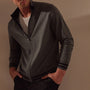 Double Retro Striped Zip Up Cardigan in Flint/Black | James Perse Los Angeles