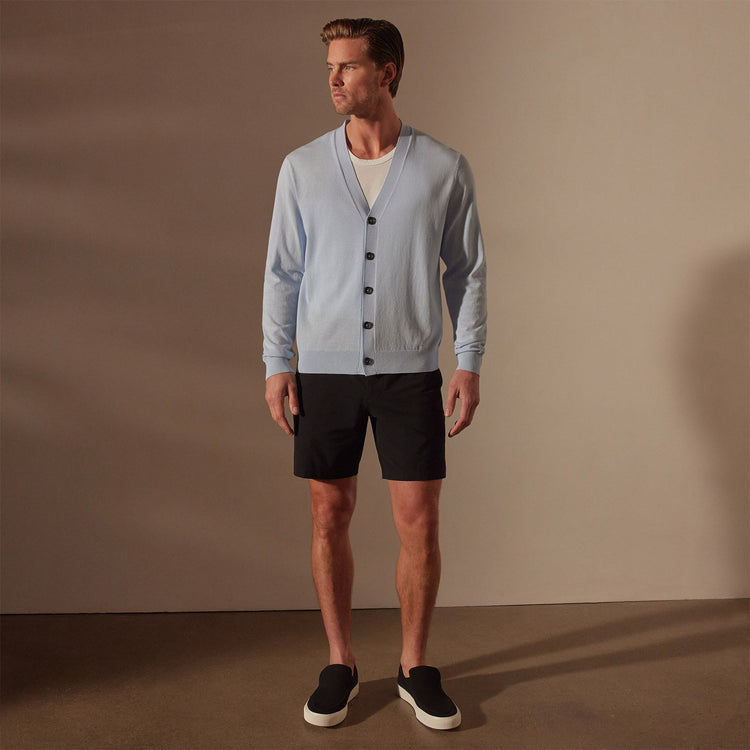 Stretch Cotton Cardigan in Bleached Blue | James Perse Los Angeles